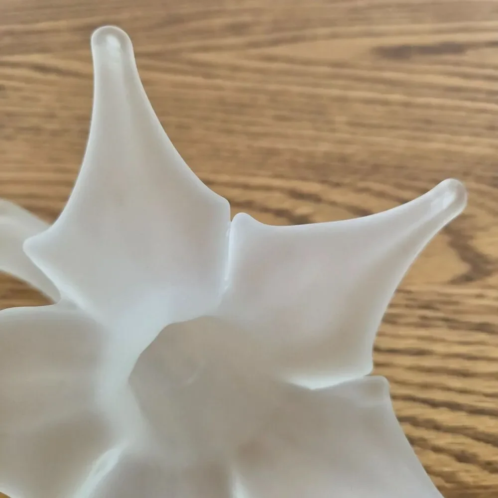 Vintage Frosted Art Glass Lily Flower Sculpture Satin Finish Floral Home Decor